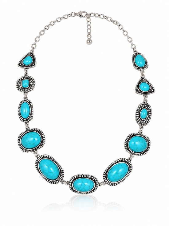 Anthropologie Jewelry - Western Turquoise Stone Silver Necklace